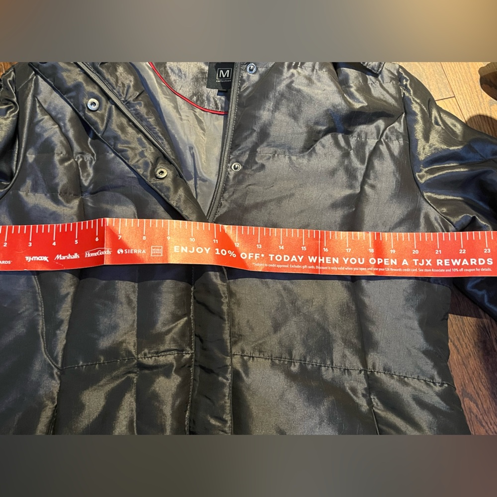 M Collection Dark Puffer Coat with Fur Trim - Picture 8 of 13